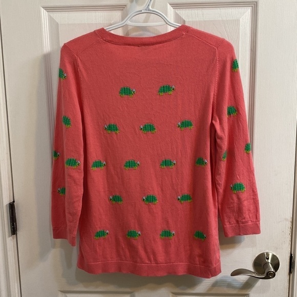 TALBOTS Women’s Pink Intarsia Knit Beaded Turtle Novelty Sweater Size Medium - Picture 6 of 6